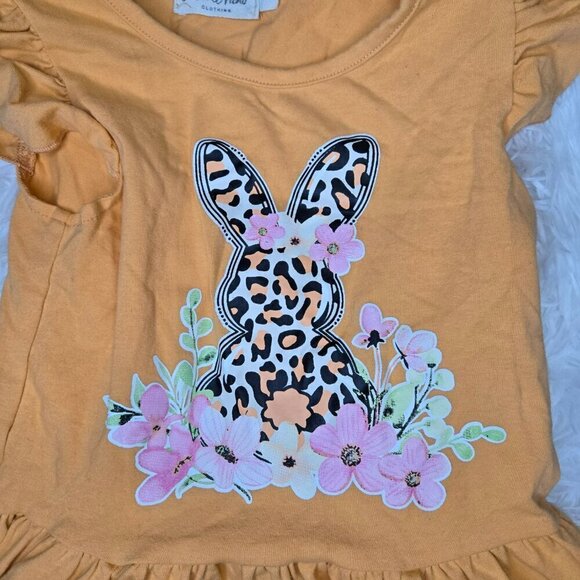 Marie Nicole Orange Leopard Bunny Garden Ruffle Outfit Large - Picture 6 of 8